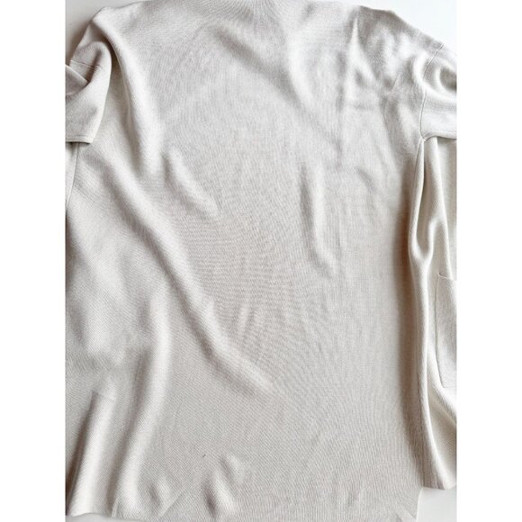 EILEEN FISHER Bone Ivory Silk Cotton Interlock Knit Long Cardigan, Size S - Picture 12 of 16